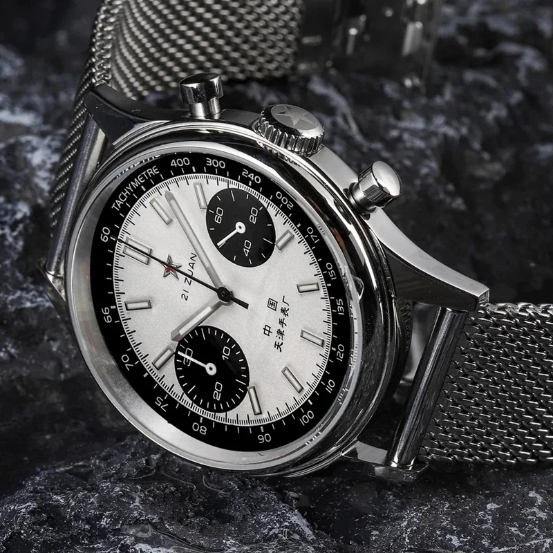 1963 Watch Chronograph Quartz For Men Quartz Pilot Waterproof Canvas Fashion Unique Military Male Watch Retro Panda Dial