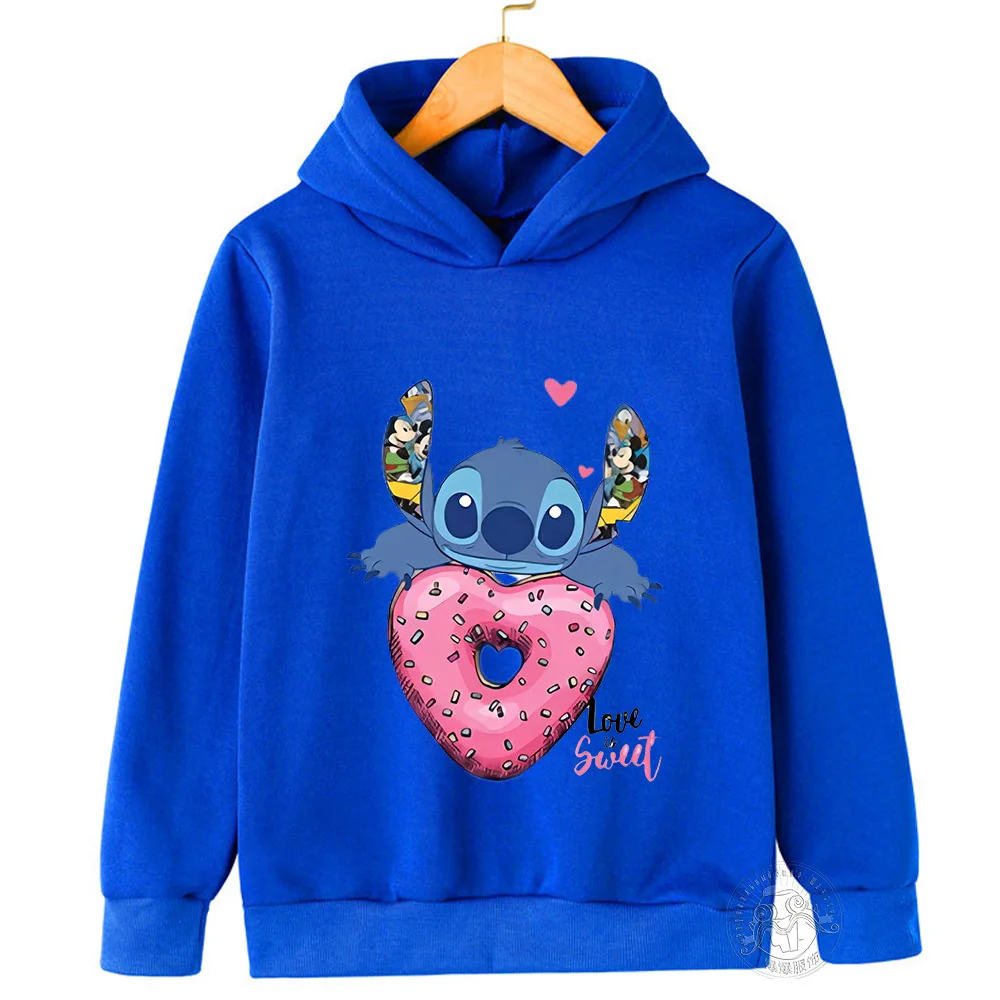 Love Sweet Stitch Hoodie wanita Pullover modis lucu Anime Manga gambar kartun uniseks sweter kasual jalan