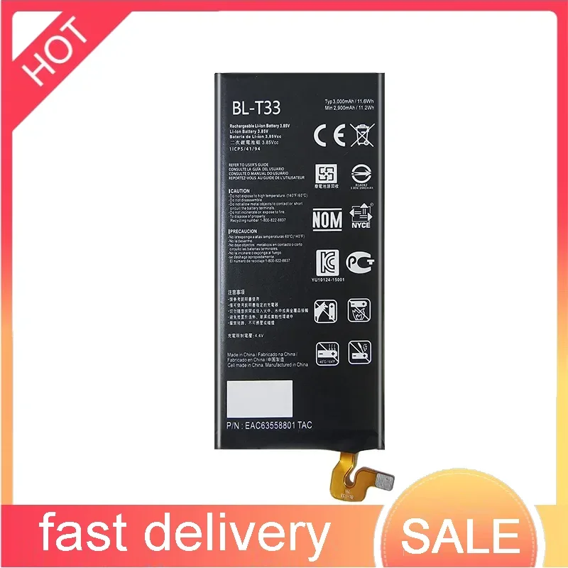 3000mAh BL-T33 Battery For LG Q6 M700A M700AN M700DSK M700N Mobile Phone Bateria + Free tool