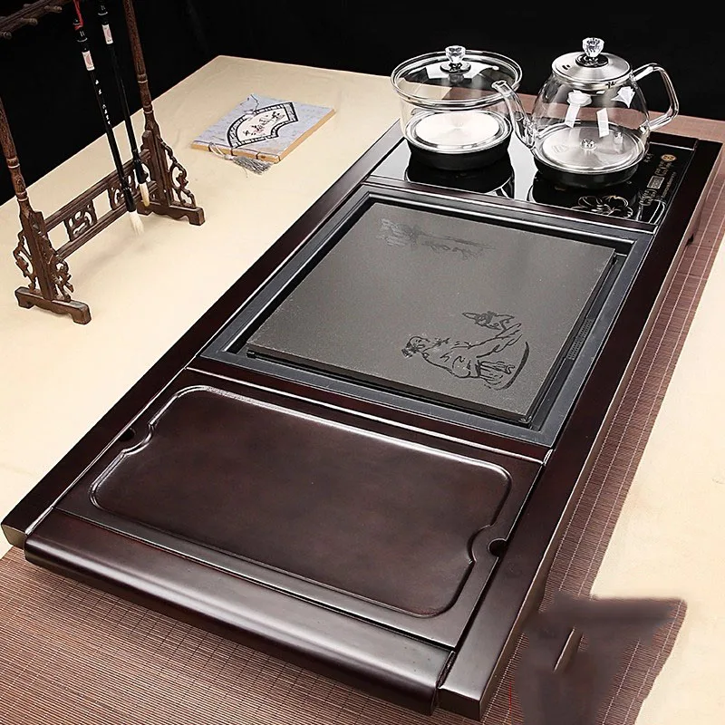 Wood Plates For Food Desk Tea Tray Valet Drip Accessories Long Rectangle Tea Tray Hospitality Dining Bandeja Madera Teaware