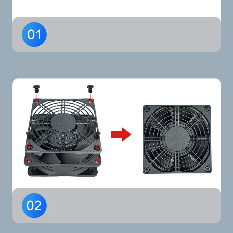 Staubdichte Kunststoff-Netzabdeckung für Axialventilatoren 40mm 50mm 60mm 70mm 80mm 92mm 110mm 120mm 150mm 172mm 200mm – Detail 2
