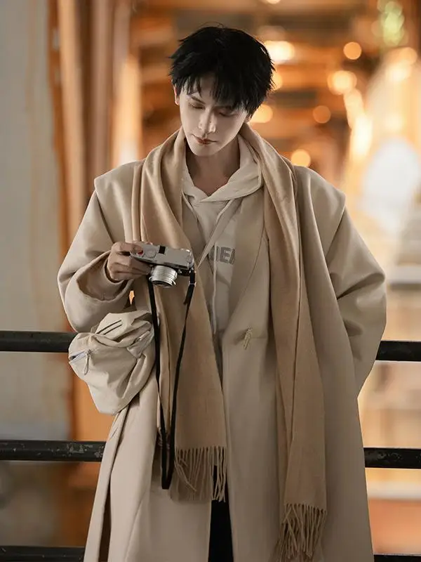 

New Chinese Sle Woolen Coat Versatile Daily Commuting Outerwear Original National Trend Polyester Fiber 00%