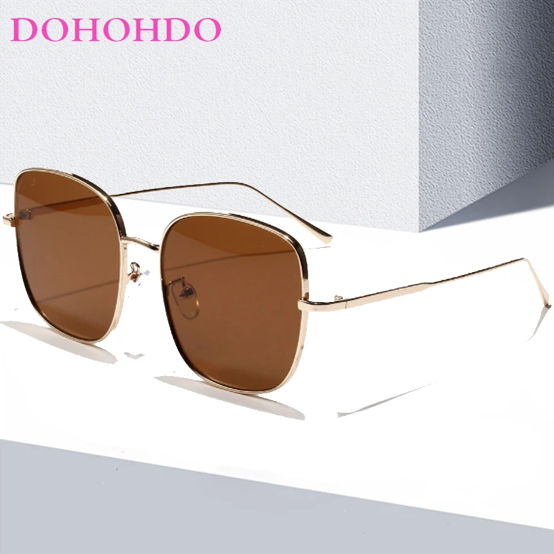 DOHOHDO Metal Square Thin Frame Retro Sunglasses Women Men Fashion Sun Glasses Female Eyeglasses Shades Солнечные Очки Женский