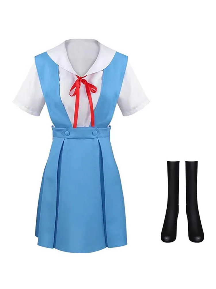 Ayanami Rei Cosplay-Kleid mit Socken Asuka Langley Sohryu Schuluniform Ayanami Rei Outfits für Anime Comic Con Asuka Cosplay