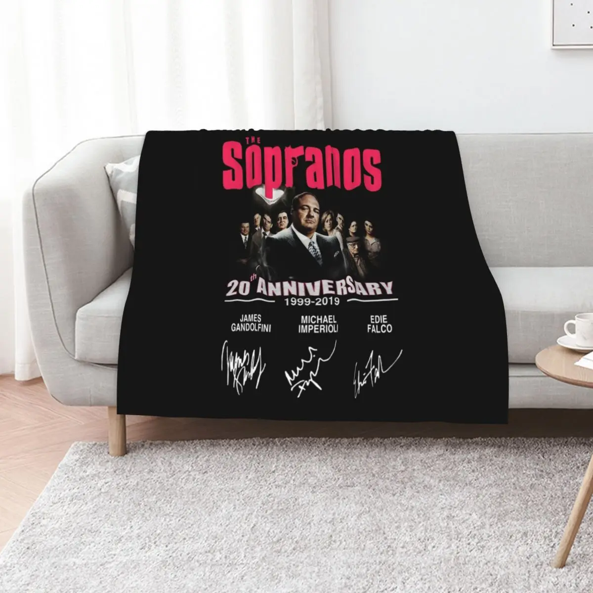 The Sopranos 20th Anniversary 1999-2019 Signatures Shirt Throw Blanket Winter beds Custom Bed linens Flannels Blankets
