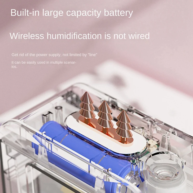 Humidificador de aire portátil de dibujos animados, difusor de aceites esenciales de aromaterapia, atmósfera, luz LED para el hogar, color rosa, 400Ml