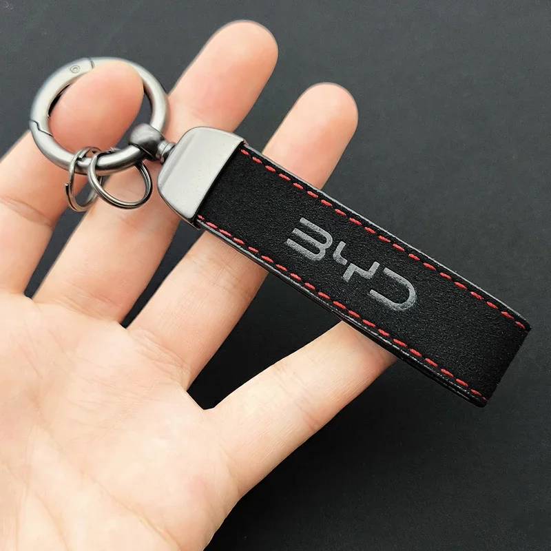 Porte-clés de voiture BYD en fourrure de haute qualité avec logo, pour hommes et femmes, cadeau d'affaires, sangle de ceinture pour clés de voiture