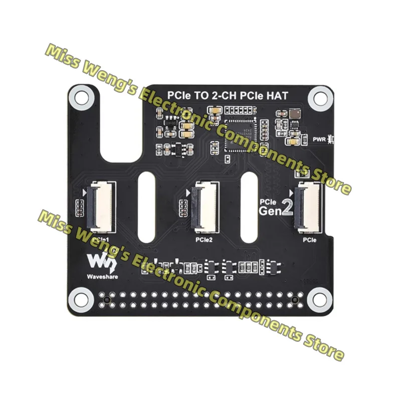 Pcie interface expansion board dual channel can stack RPi 5 expansion board , PCIe TO 2-CH PCIe HAT