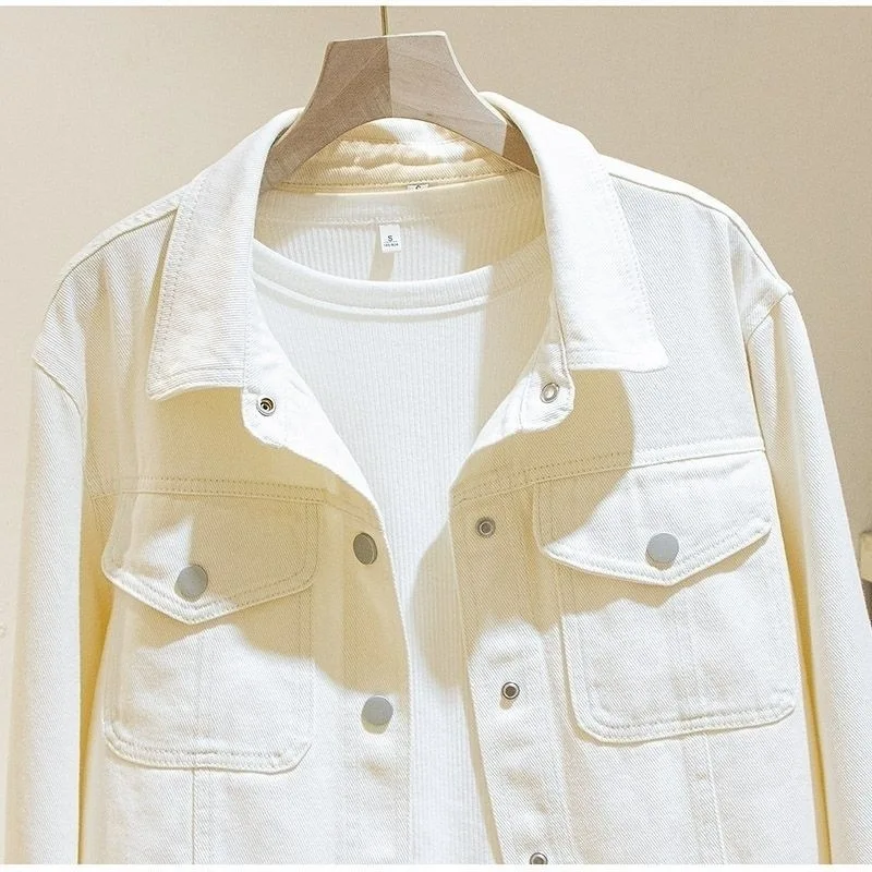 

Denim Coat Autumn For Woman Womens Fall Cashmere Lining Button-Down Slim-Fit Office Classical High-Grade Flexible Collared Daily