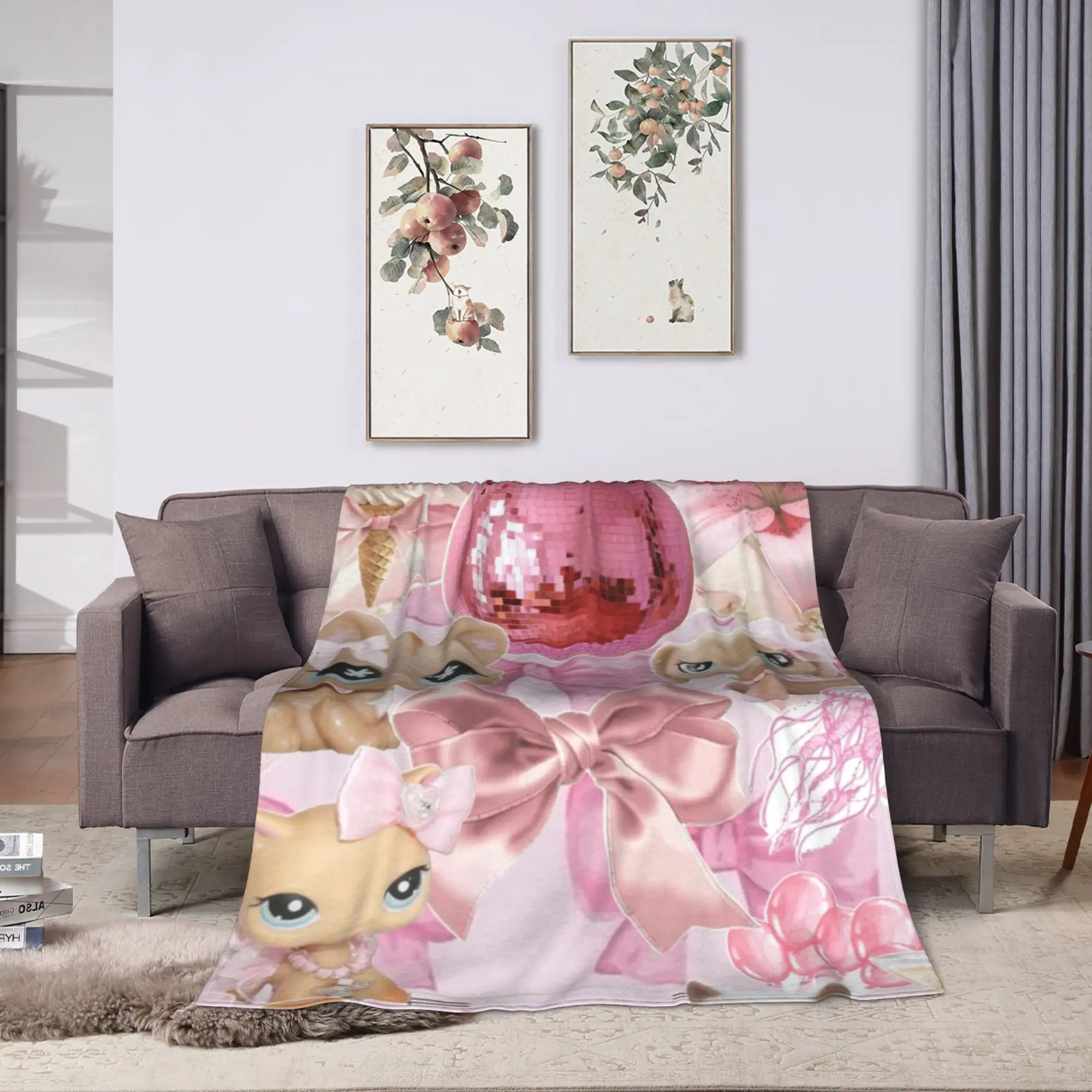 Littlest Pet Shop Blanket Quality Super Soft  Bedding Throws Spring Kids Outdoor Graphic Bedspread