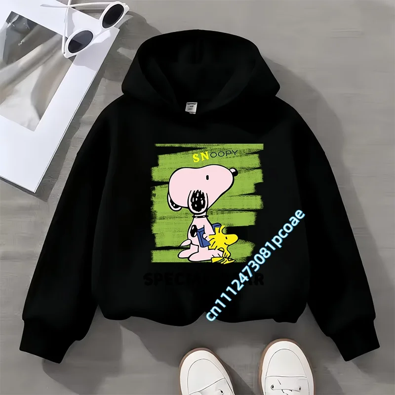 Snoopy children's hooded sweatshirt for boys, girls, casual top with cartoon print, long sleeve, autumn/winter collection