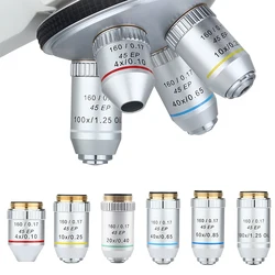 195 45 EP Semi Plan Achromatic Objective Lens 4X 10X 20X 40X 60X 100X 160/0.17 for Biological Microscope