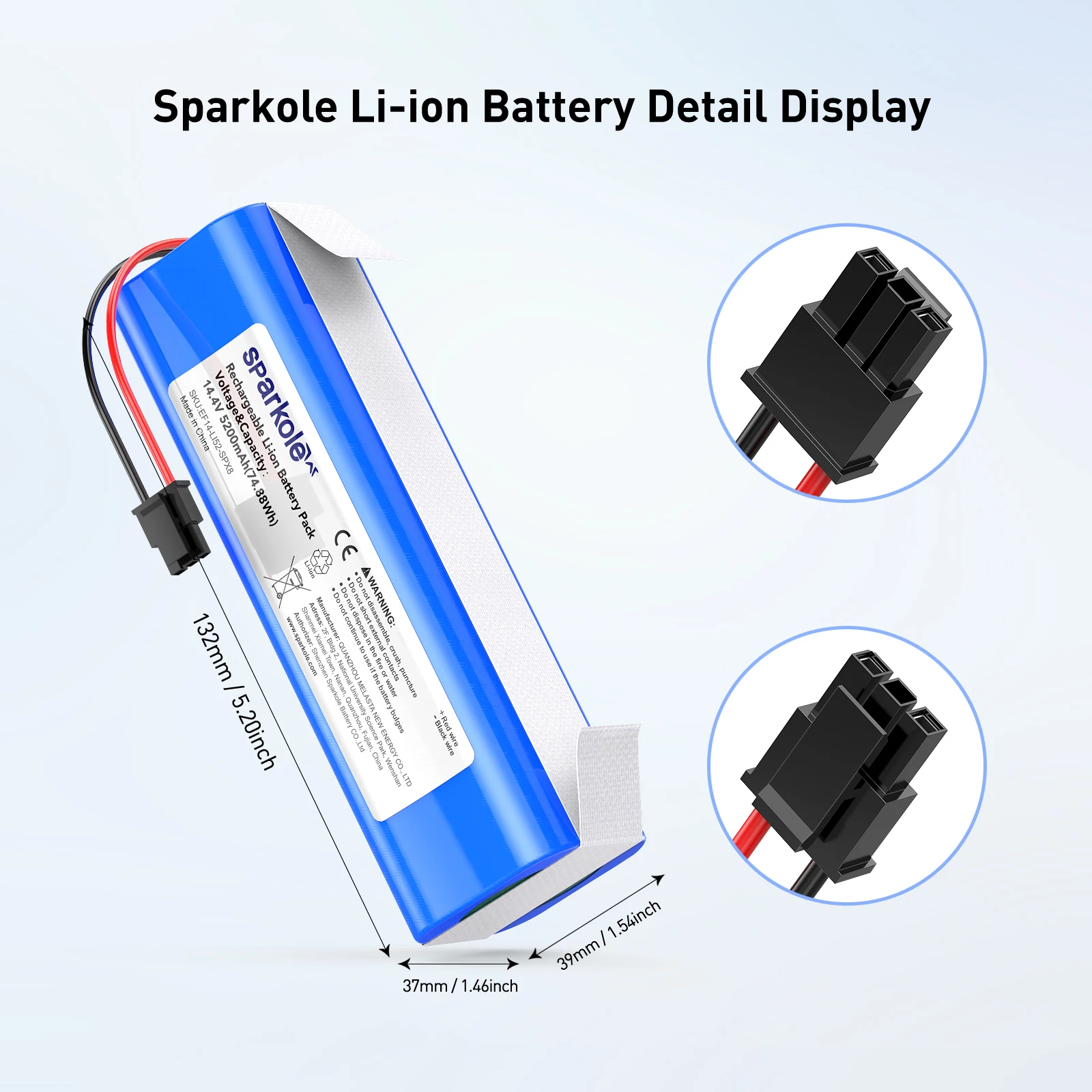 Batería de repuesto de iones de litio Sparkole, 14,4 V, 5200mAh, para Robot aspirador Eufy RoboVac X8 Series X8 Hybrid RoboVac X8 T226X