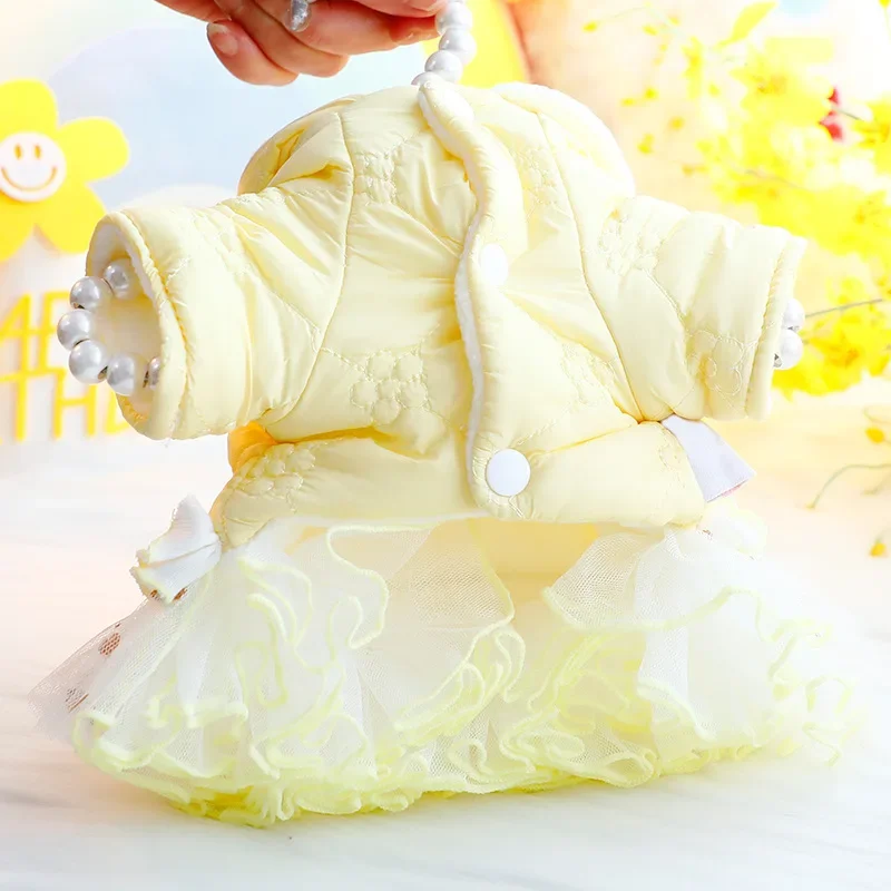 Llypop Pet Winter Clothes Princess Dog Hoodie BubbleSkirt Girl Dog Cat Winter Coat Outfit Clothes