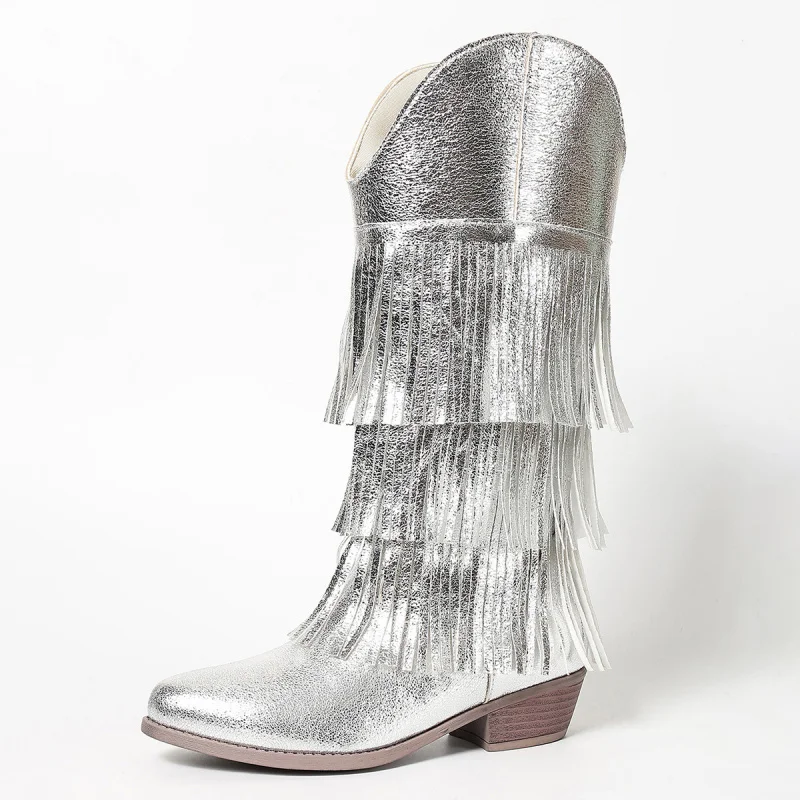 New Women's Boots Comfortable Platform Boots Woman Trend 2026 Autumn Shoes For Women Tassel Heels Fashion Ladies Shoes Big Size