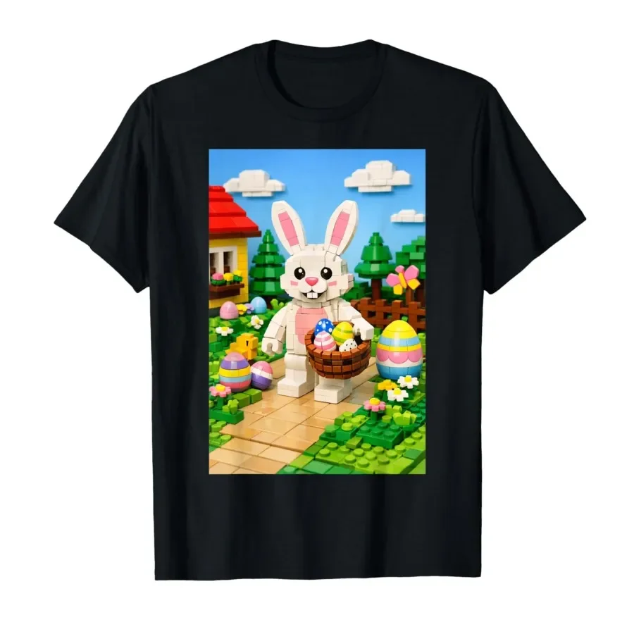 

Building Bricks Easter Egg Bunny Boys Girl Family Matching T-shirt For Men Women 100% Cotton T Shirts Short Sleeve Tops 0403-1