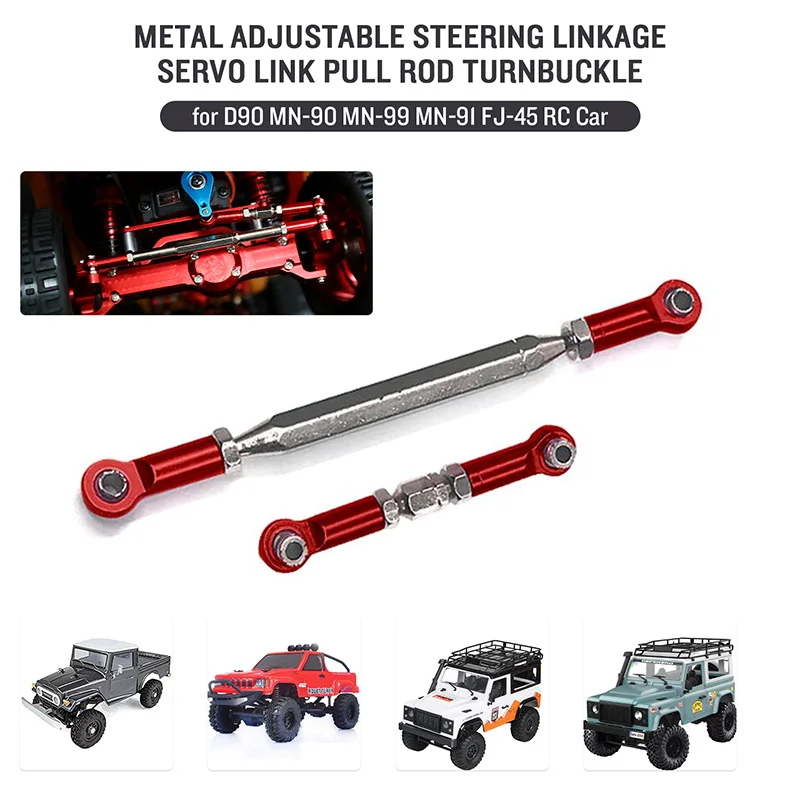 Metal Adjustable Steering Linkage Servo Link Pull Rod Turnbuckle for MN D90 D99 MN-90 FJ-45 1/12 RC Car Crawler,BlackJAS