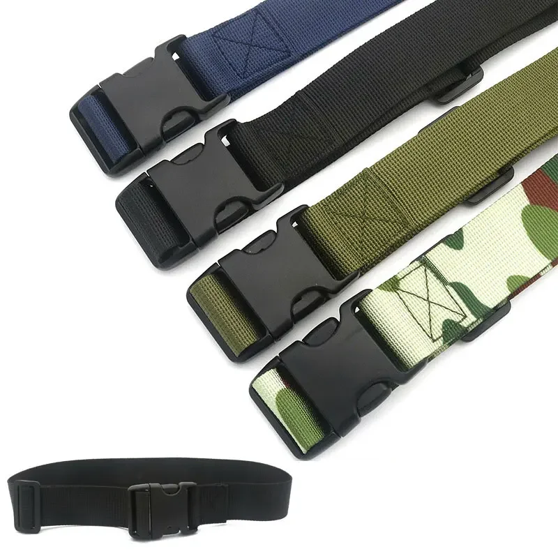 

5PC Military Tactical Belt Adjustable Plastic Buckle Outdoor Travel Waistband Multifunctional Nylon Canvas Belt Casual Waistband