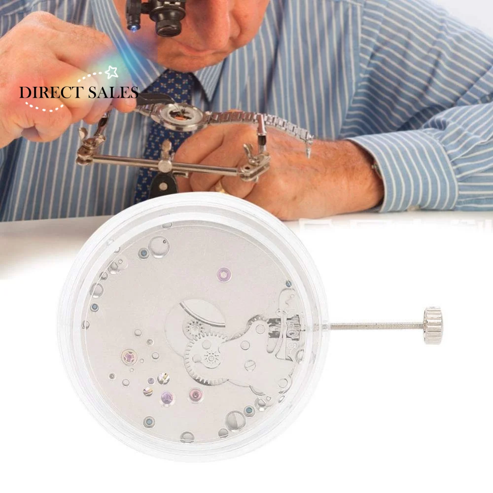 

White Movement 6498 Watch Movement 3 Pin Design Automatic Mechanism Watch Movement Replacement Single Calendar