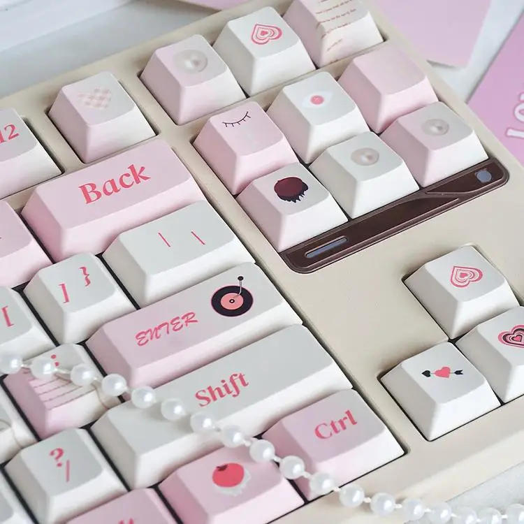 Notebook Mechanical Keyboard Keycaps Pink Girls Full Set PBT Sublimation MOA/Original Factory