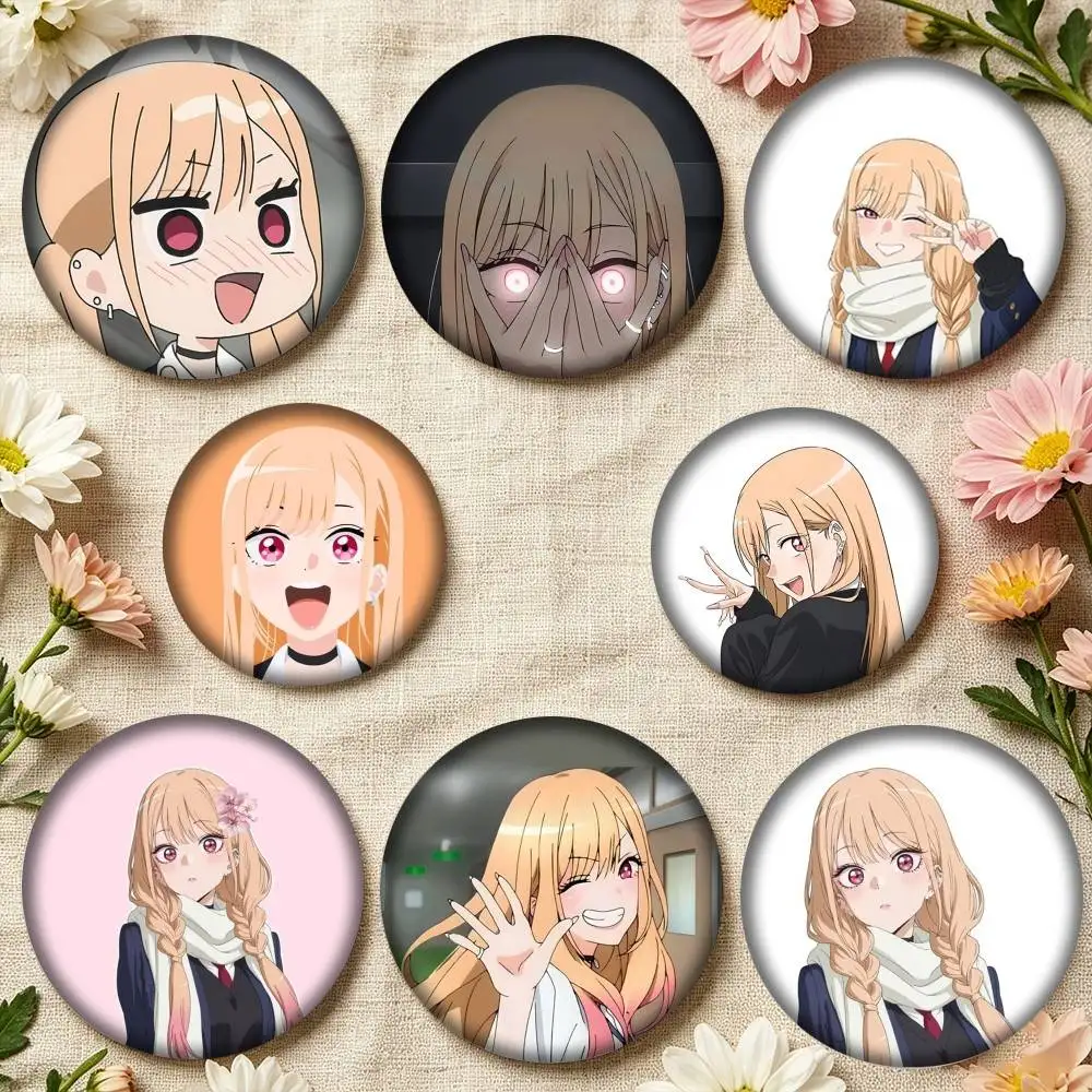 M-My Dress Up Darling Marin K-Kitagawa Gojo  25 32 44 58 75mm Badges Personalized Round Brooches Pins Accessory Gift