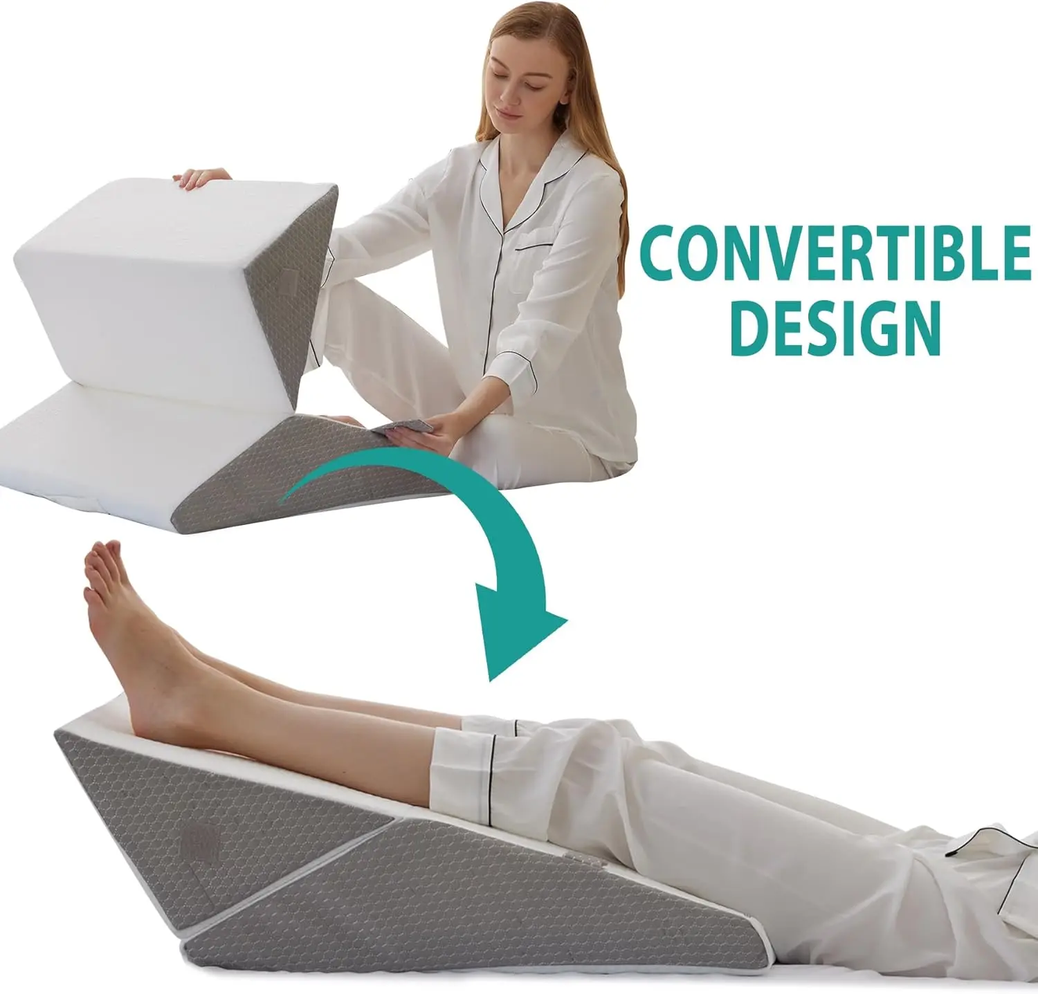 Bed Wedge Pillow for Sleeping,Adjustable Wedge Pillow Set for After Surgery, Triangle Pillow for Back Pain Relief, Leg Support,