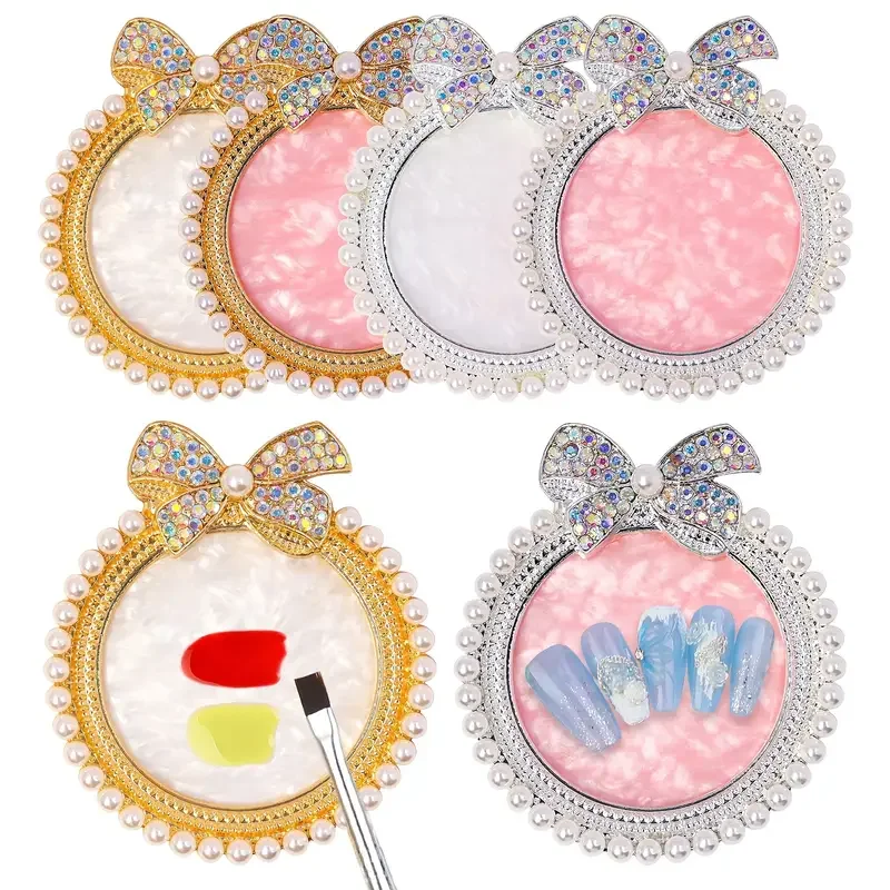 1 elegant pearl and rhinestone nail enhancement palette - diamond base heart-shaped rose gold foundation make-up - square antiqu