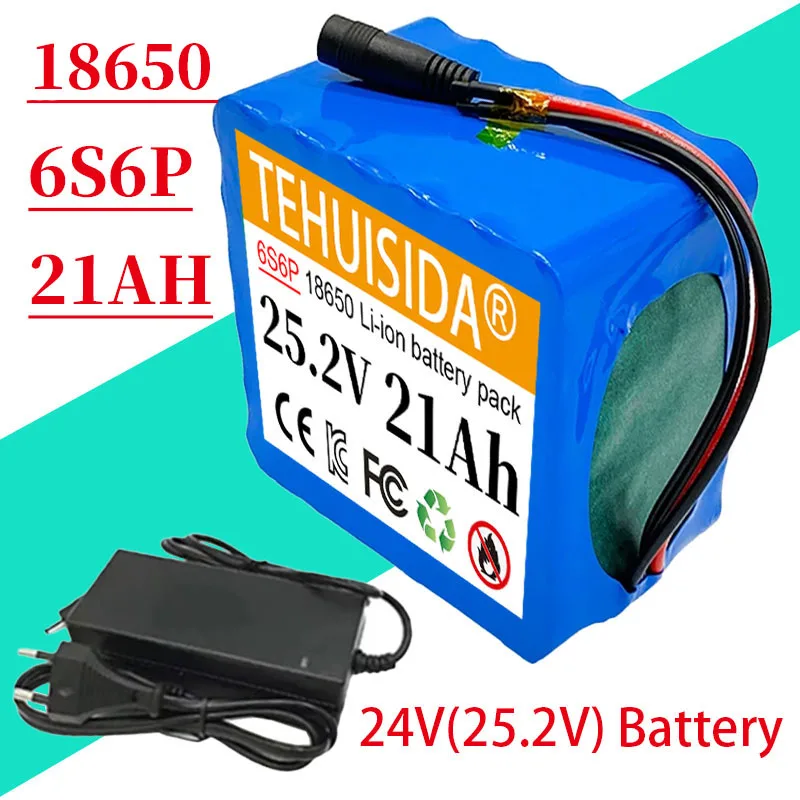 

New 6s6p 24v 25.2v 21Ah Battery 18650 Lithium- Ion Battery Portable Backup Power Pcb + 24v (25.2v) 2a Battery Charger