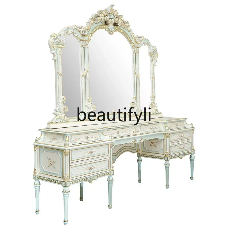 

2 yj15 French retro dresser combination made old crack lacquered gold foil dresser