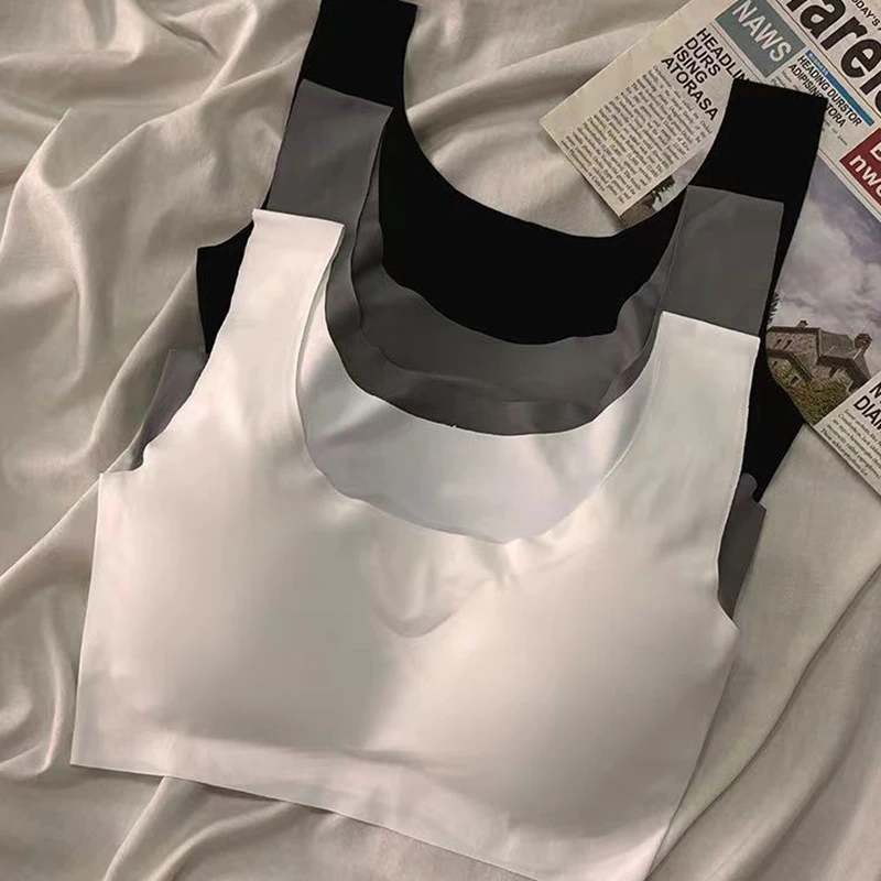 Roupa íntima para meninas sem suspensórios de anel de aço sutiã esportivo sutiã de estudante reunido sem costura colete pequeno