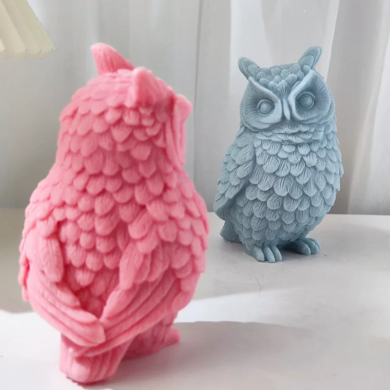 Large Standing Owl Silicone Candle Mold DIY Cartoon Animal Soap Aromatherapy Plaster Resin Making Tools Home Decoration Crafts