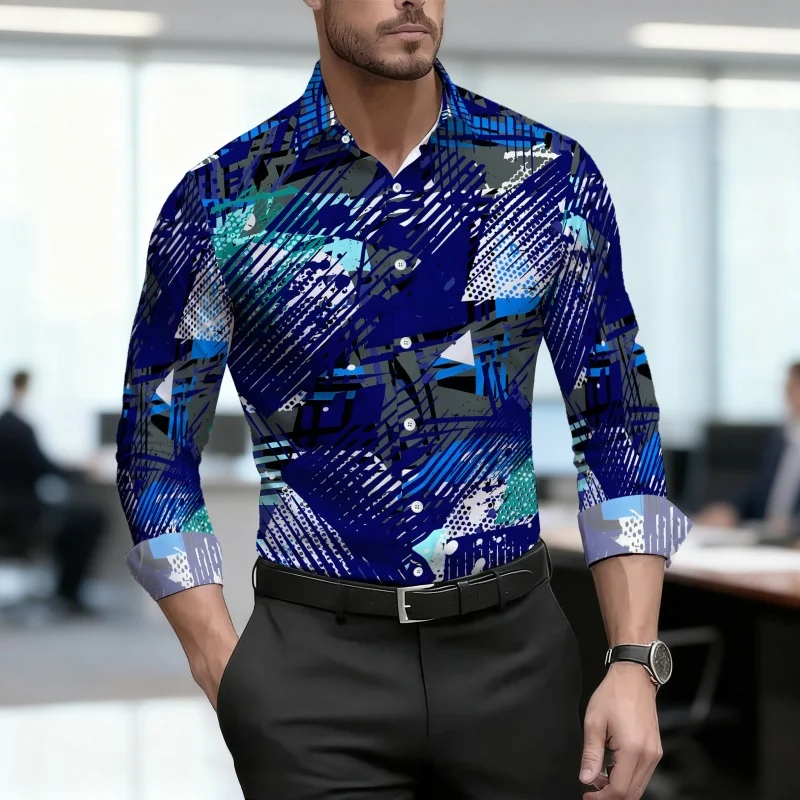 Men's Shirt Art Graffiti Style men's Long Sleeved Shirt 3D Printed Non Ironing Business Shirt high-quality Casual Top