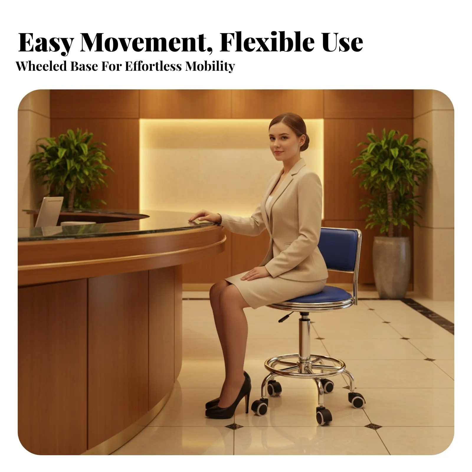 Adjustable Pedestal Stool 360-Degree Rotate Adjustable Lowrear Stool Modern Design Sturdy Base for Bar Owners, Home Users, Cafe