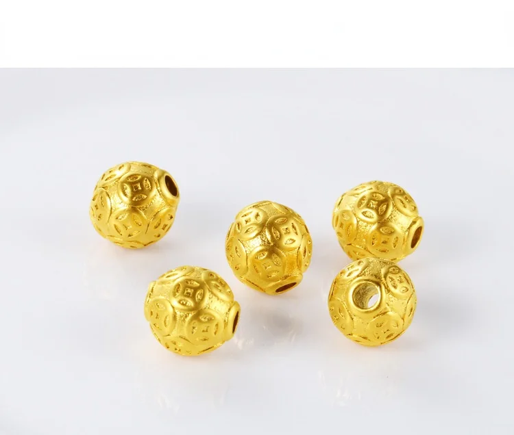 3D Gold Color Plated Vietnam Sand Money Bead Plating Transfer Beads DIY Jewelry Making Loose Beads Bracelet Pixiu Accessories