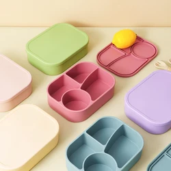 1PCS Baby Silicone Food Storage Box Solid Color Baby Tableware Portable Four-compartment Dinner Plate Toddler Lunch Box