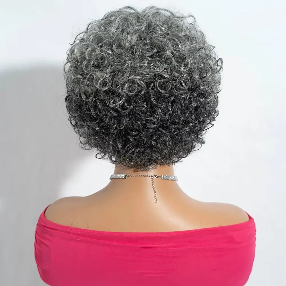 Pelucas rizadas Bob de sal y pimienta, 100% cabello humano, peluca con malla frontal gris, peluca ondulada profunda, pelucas grises de encaje transparente HD de 12 pulgadas para mujer