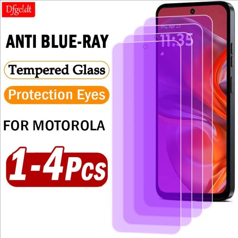 

1-4 шт. закаленное стекло с защитой от синего света для Motorola Moto G05 G15 G35 G45 G55 G75 Защитная пленка для экрана Edge 30 20 Pro Lite Glass