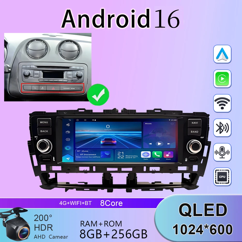 Multimedia 7inch For Seat Ibiza 2012 2013 2014 2015 Android 15 Wireless Carplay 360 Camera Car Radio BT GPS WIFI 4G Video Player