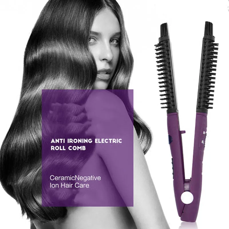 

Electric Flat Iron With Comb LED Hair Iron Comb Ceramic Hair Straightener and Curler 2 in 1 for Women