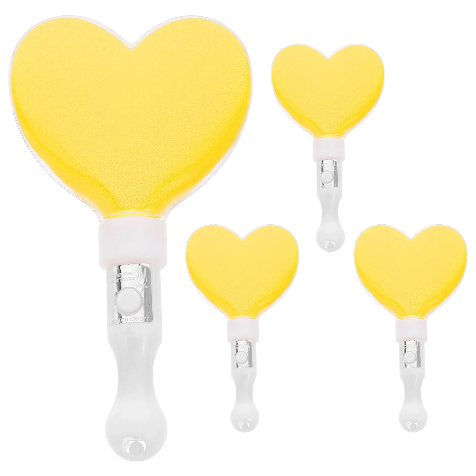 

4pcs Heart Shaped Glow Sticks Yellow PE Reusable Concert Cheering Light Stick for Children Performance