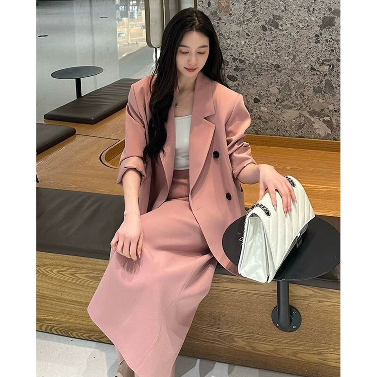 2024 Early Autumn Fresh Whole Set Suit Outfit Ethereal Slimming Jacket Skirt Two-Piece Set Women Female Office Lady High Quality