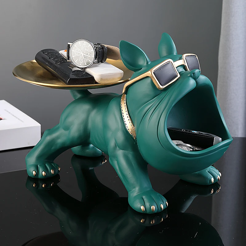 Nordic Home Decor French Bulldog Tray Big Mouth Dog Statue Table Decoration Animal Ornament Interior for Home Decor Living Room