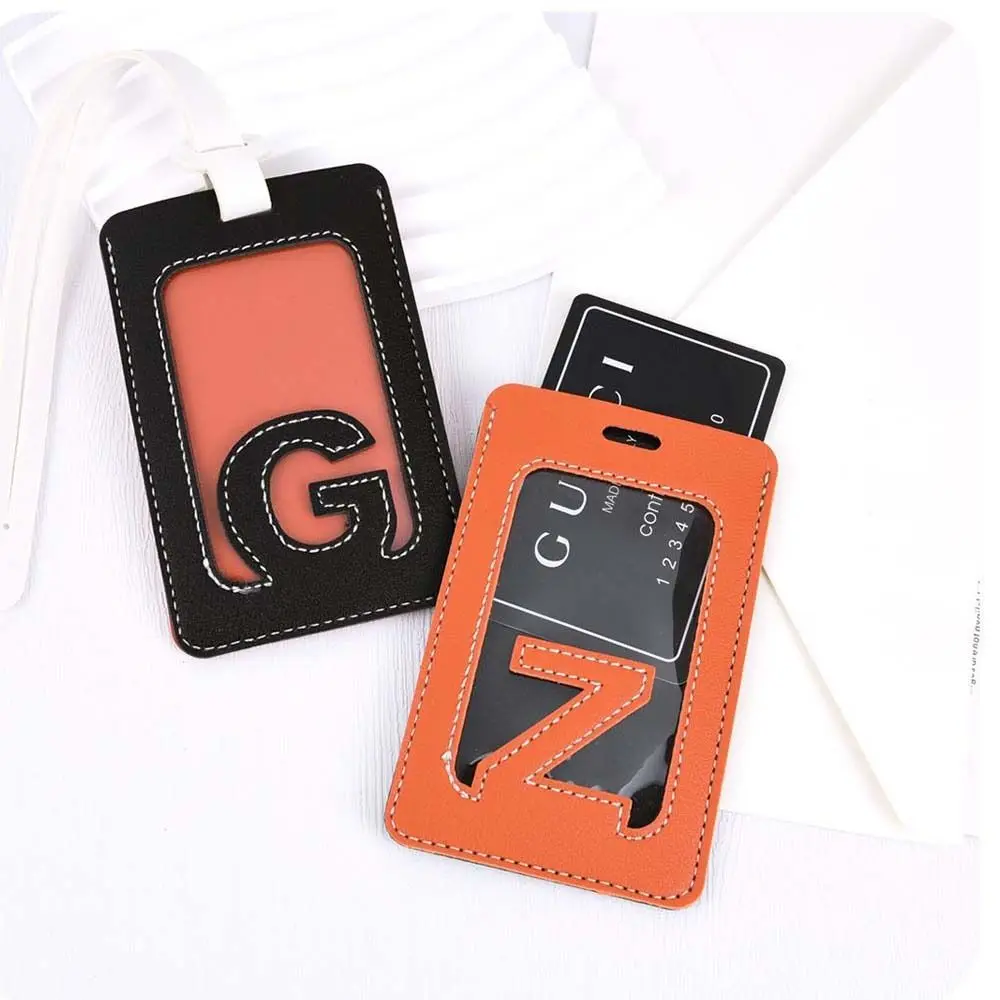 Solid Color 26 Letter Name Luggage Tag PU Information Card Airplane Suitcase Tag Travel Accessories Baggage Name Tags