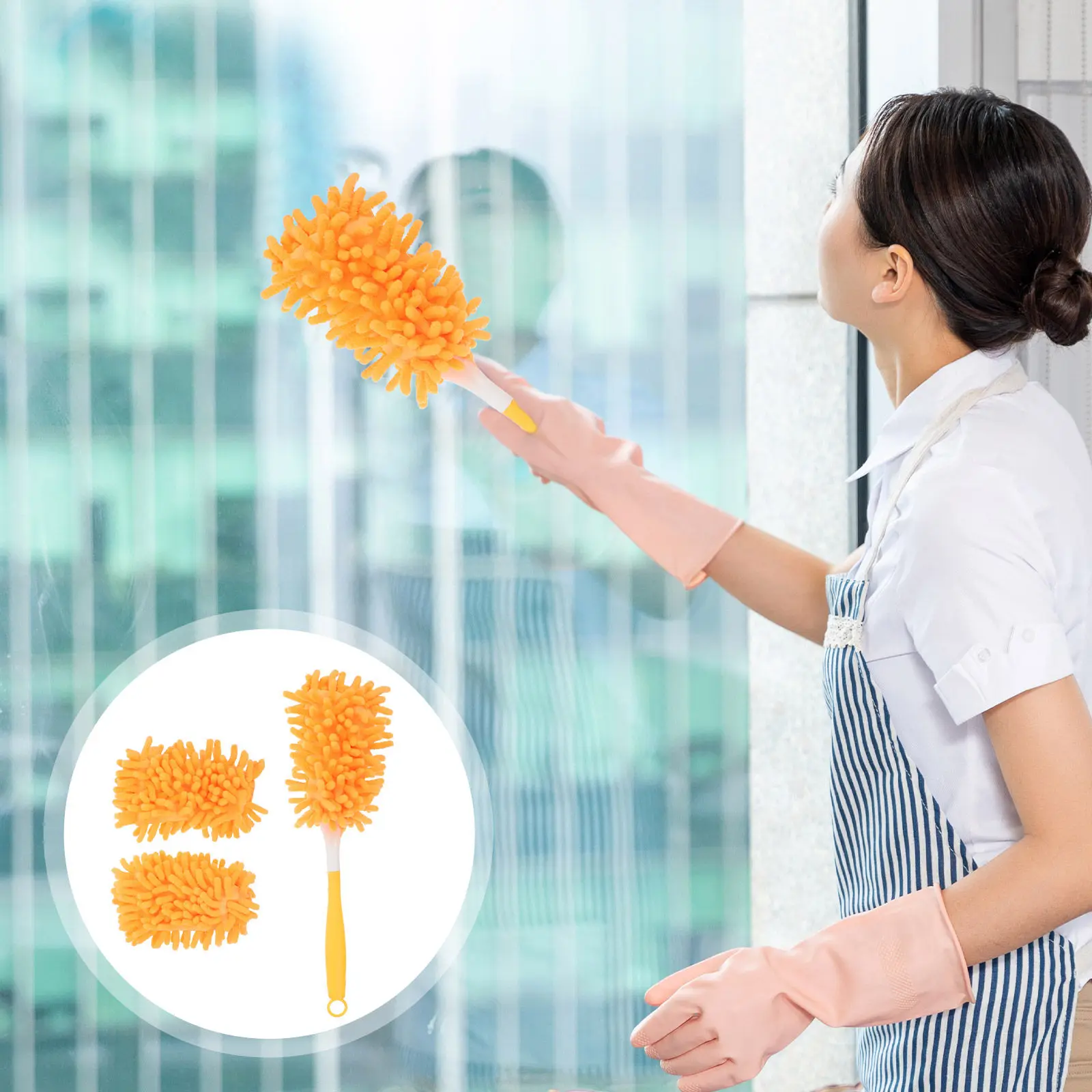 1Set Chenille Hand Duster Washable Microfiber Cleaning Brush Reusable Tool for Home Office Car Window Dash Fan Wall Screen Dust
