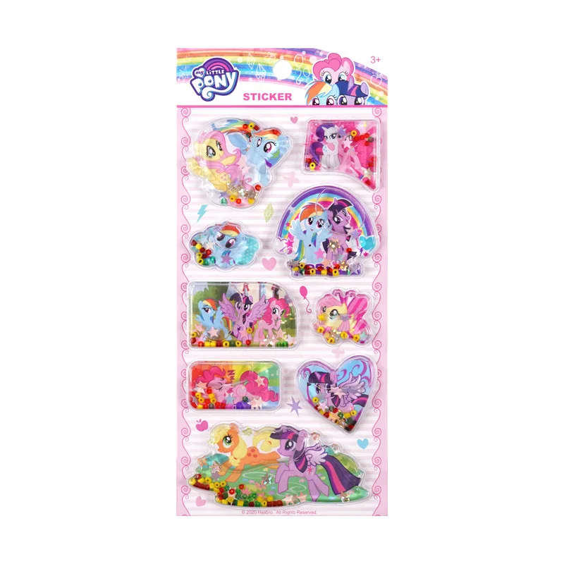 Cartoon Anime My Little Pony Watering stickers Cartoon 3D Adhesive stickers lovely Kindergarten rewards Gift Toys For kids