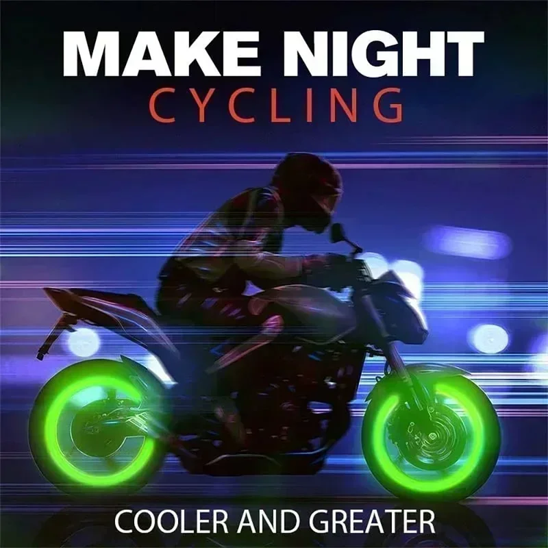 Motorcycle, bicycle wheel hub, valve cap, car luminous tire, valve cap, fluorescent green blue luminous view 5