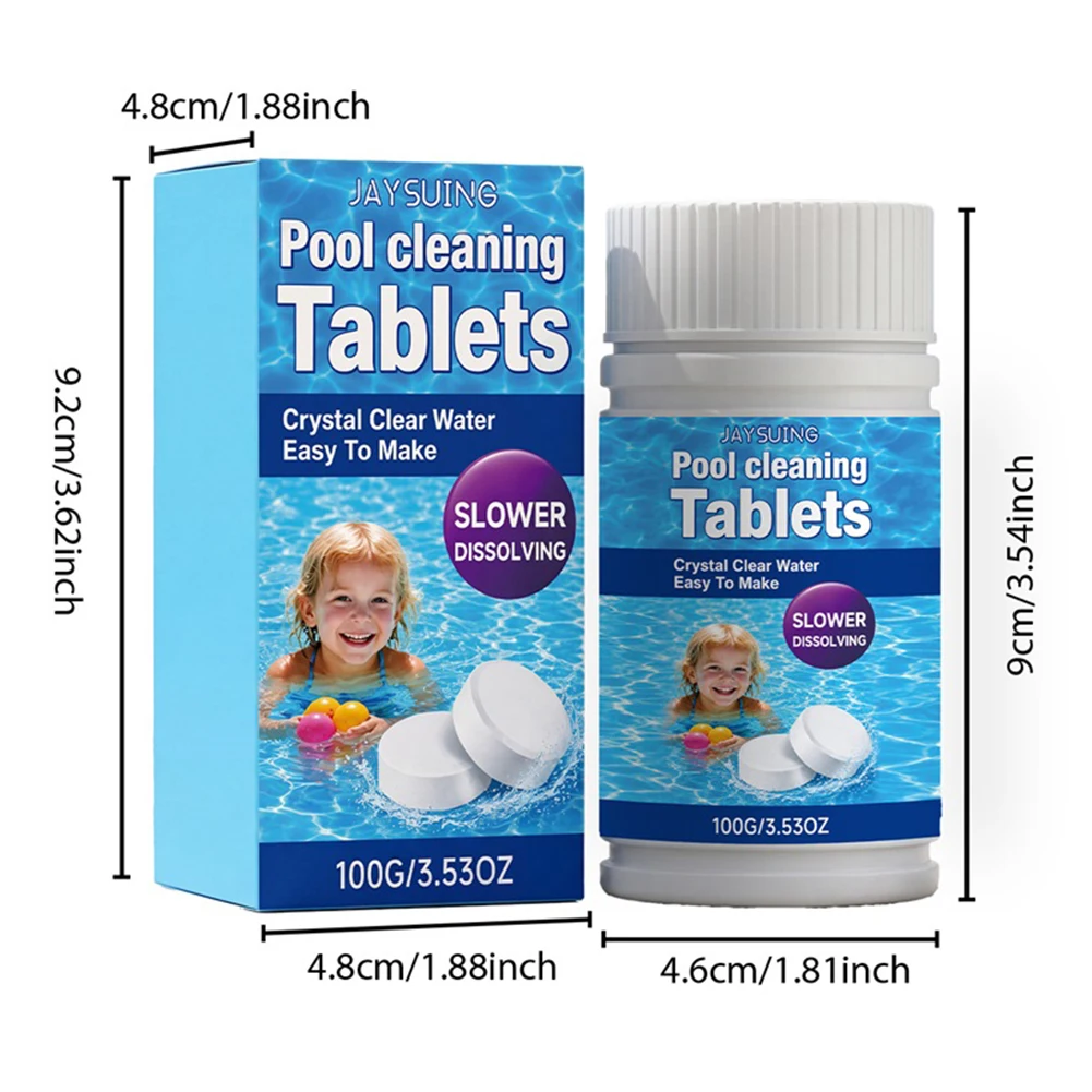 Pool Cleaning Tablets Spa Chlorine Tablets Long-Lasting Algaecide Clarifier Long-Lasting Slow-Release Keeps Water Crystals Clear view 3