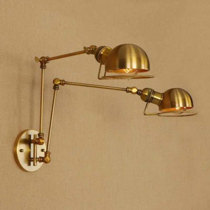 

E27 Antique bronze Wall sconce loft 2-arm indoor wall light fixtures gold for Restaurant bedside led lamp Home Deco lighting