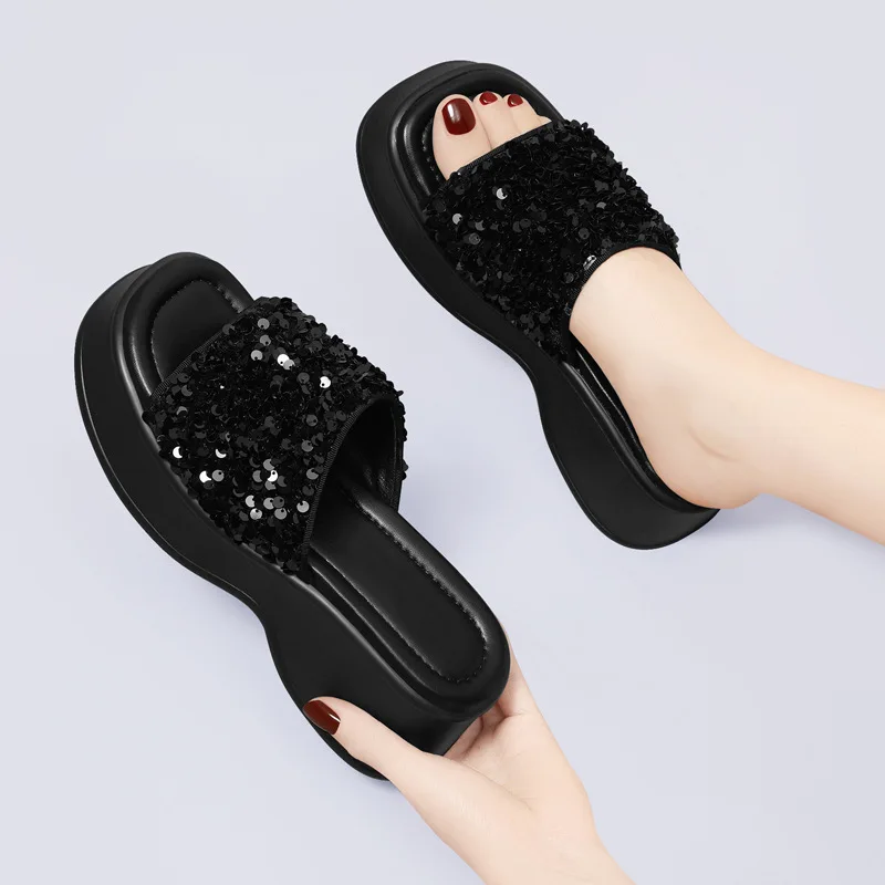 

Fashion Women Platform Sandals 2024 Summer Rhinestone Non Slip Comfortable Lightweight Casual Shoes