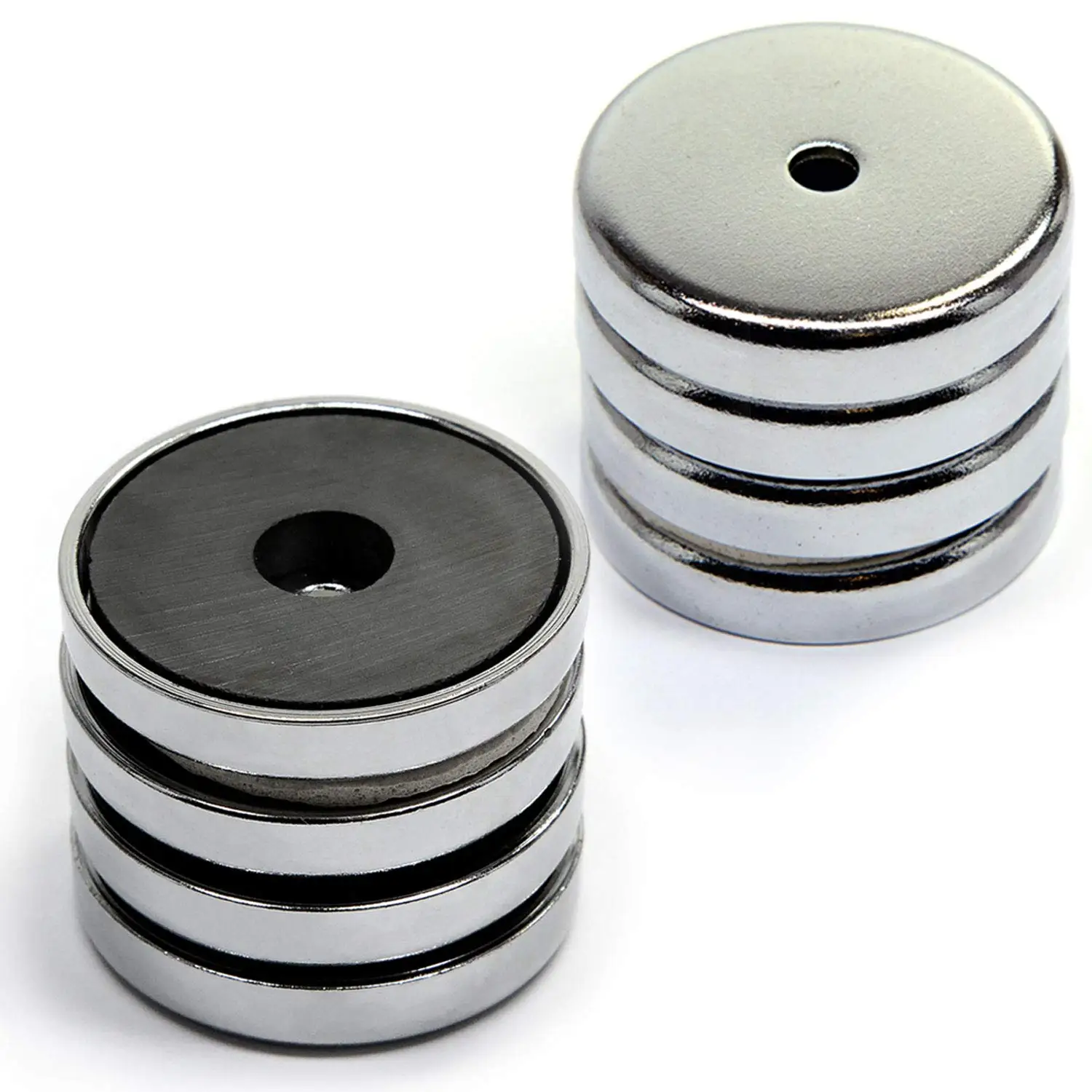 

1-3Pcs 36mm GRADE 8 Ceramic Ferrite Round Base Magnet with Anti-Corrosion Chrome Plated Steel Cup and 100 LB Pull Force Ferrite